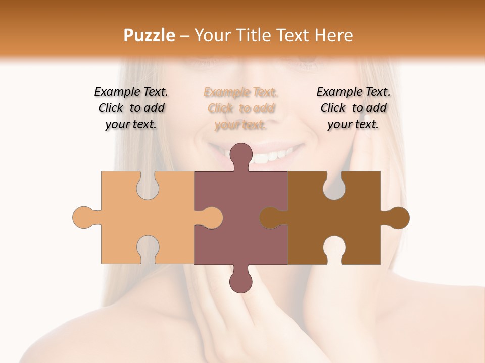 A Beautiful Blond Woman Posing With Her Hands On Her Face PowerPoint Template
