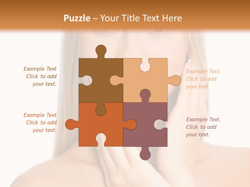 A Beautiful Blond Woman Posing With Her Hands On Her Face PowerPoint Template