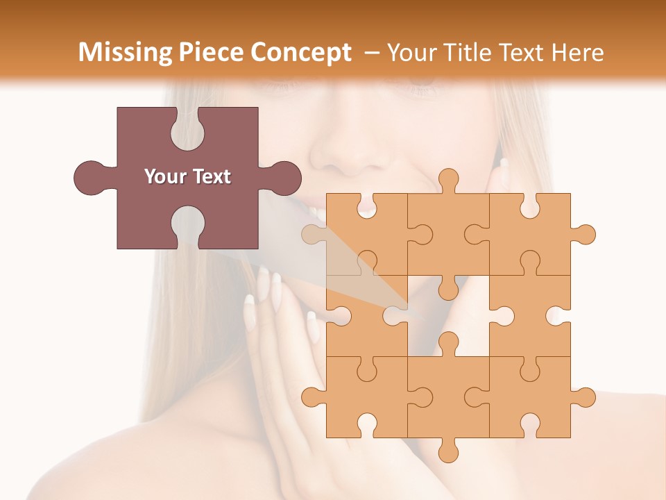 A Beautiful Blond Woman Posing With Her Hands On Her Face PowerPoint Template