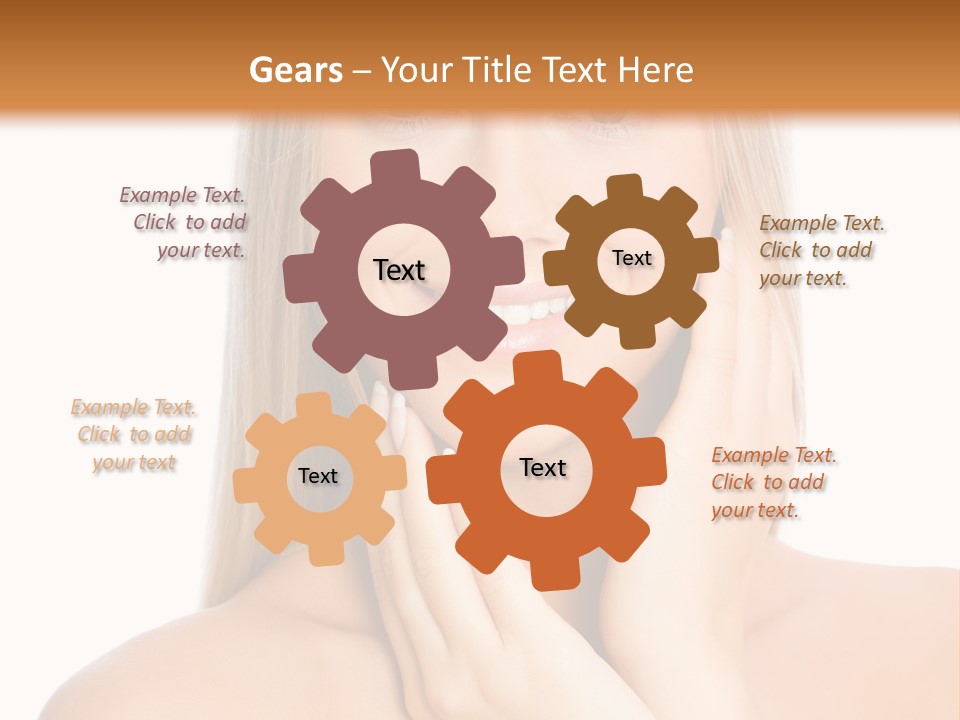 A Beautiful Blond Woman Posing With Her Hands On Her Face PowerPoint Template