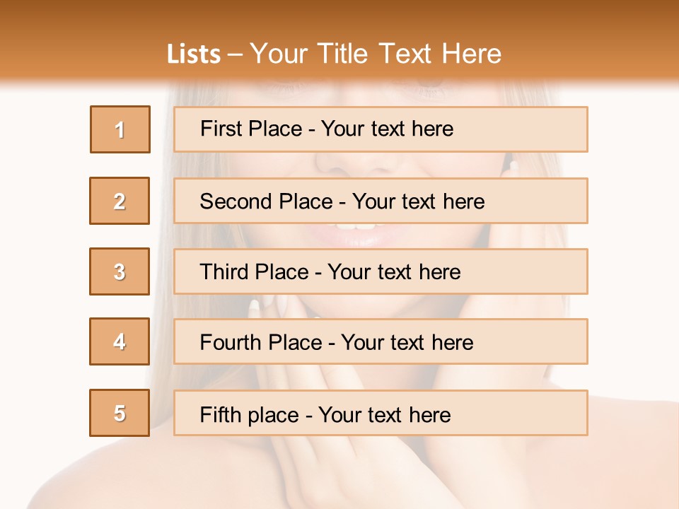 A Beautiful Blond Woman Posing With Her Hands On Her Face PowerPoint Template