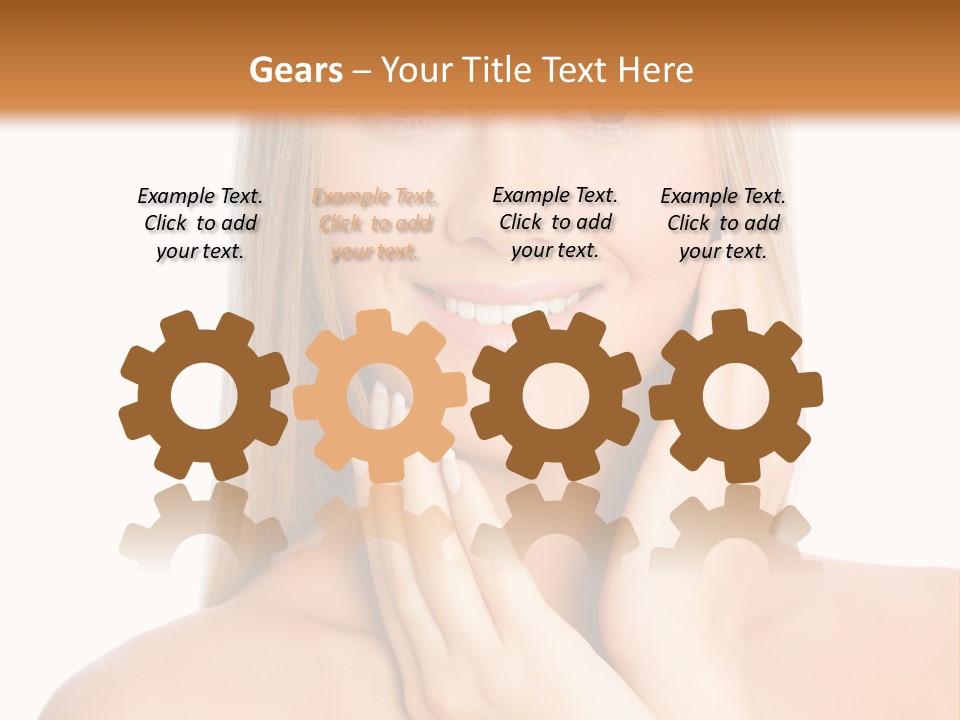 A Beautiful Blond Woman Posing With Her Hands On Her Face PowerPoint Template