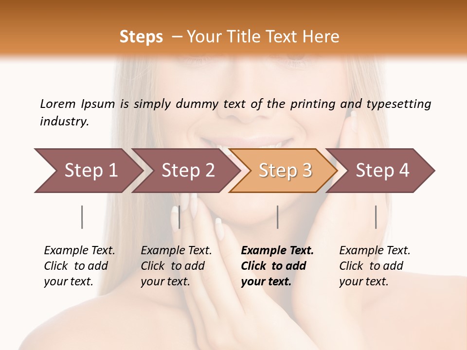 A Beautiful Blond Woman Posing With Her Hands On Her Face PowerPoint Template