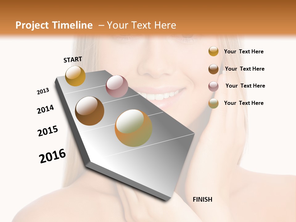 A Beautiful Blond Woman Posing With Her Hands On Her Face PowerPoint Template