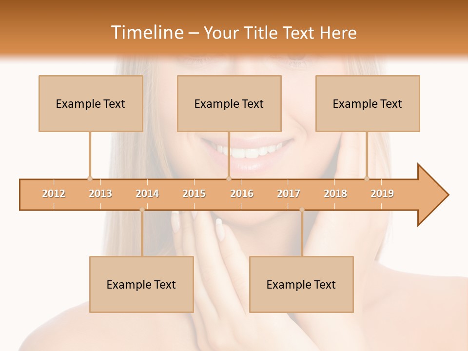 A Beautiful Blond Woman Posing With Her Hands On Her Face PowerPoint Template