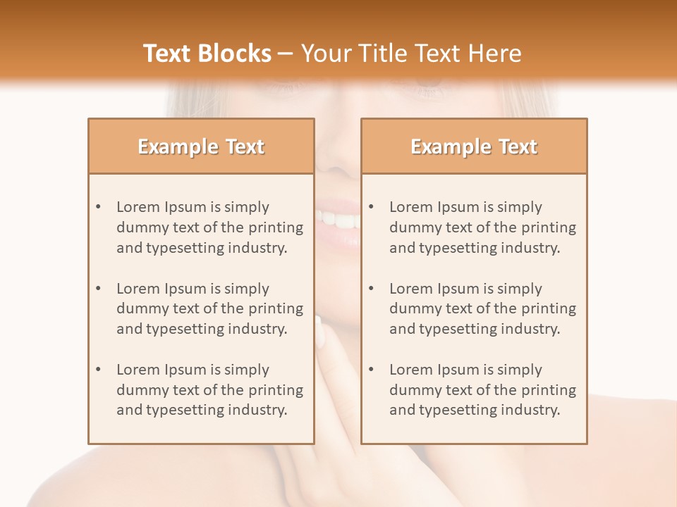 A Beautiful Blond Woman Posing With Her Hands On Her Face PowerPoint Template