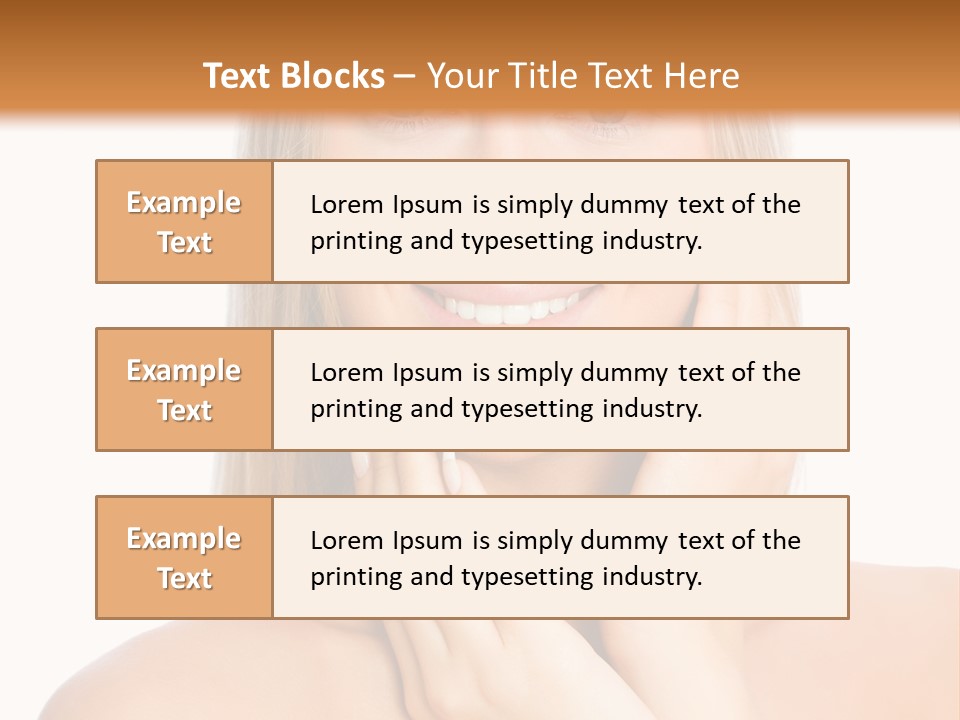 A Beautiful Blond Woman Posing With Her Hands On Her Face PowerPoint Template