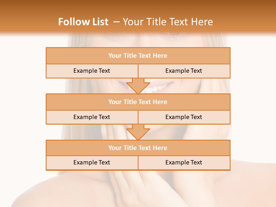 A Beautiful Blond Woman Posing With Her Hands On Her Face PowerPoint Template