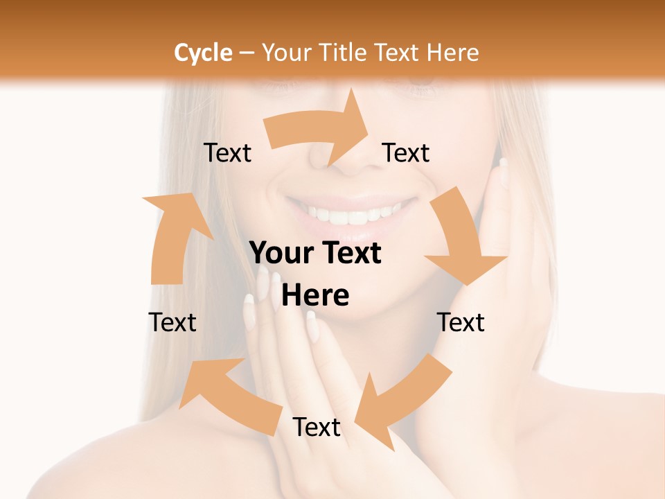 A Beautiful Blond Woman Posing With Her Hands On Her Face PowerPoint Template