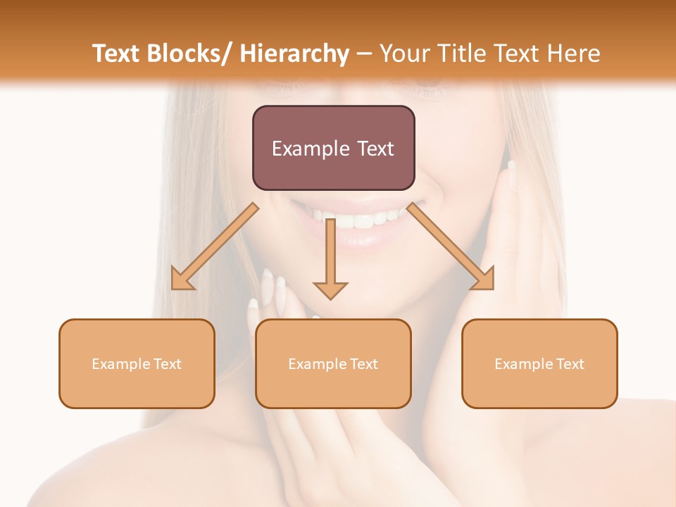 A Beautiful Blond Woman Posing With Her Hands On Her Face PowerPoint Template