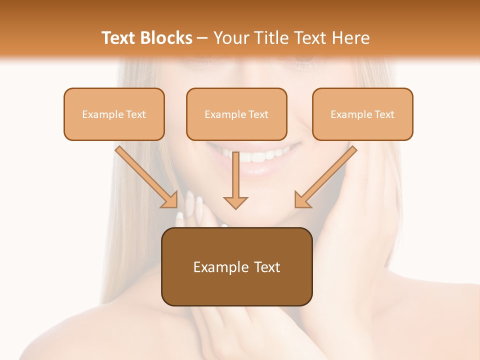 A Beautiful Blond Woman Posing With Her Hands On Her Face PowerPoint Template