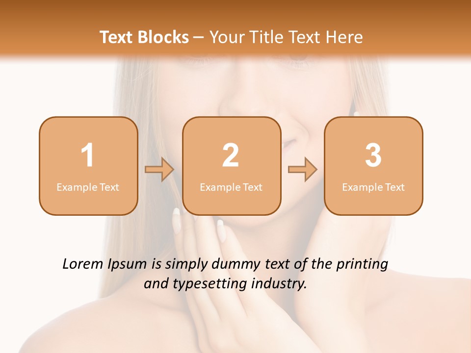 A Beautiful Blond Woman Posing With Her Hands On Her Face PowerPoint Template