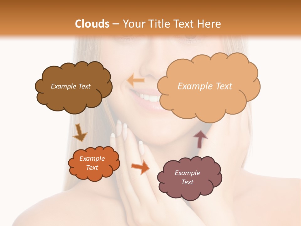 A Beautiful Blond Woman Posing With Her Hands On Her Face PowerPoint Template