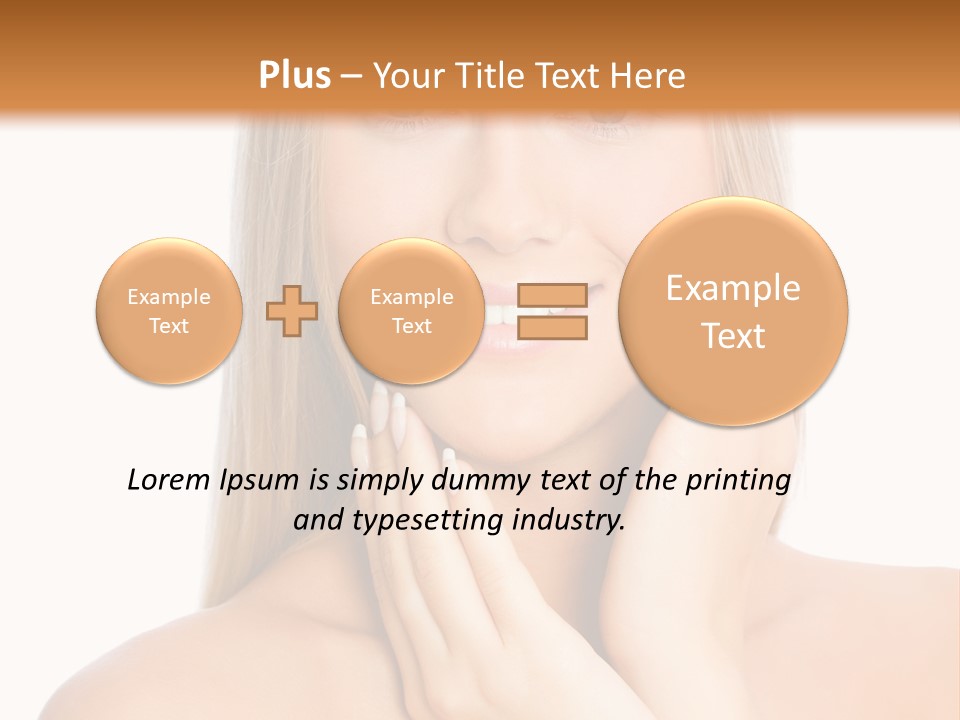 A Beautiful Blond Woman Posing With Her Hands On Her Face PowerPoint Template
