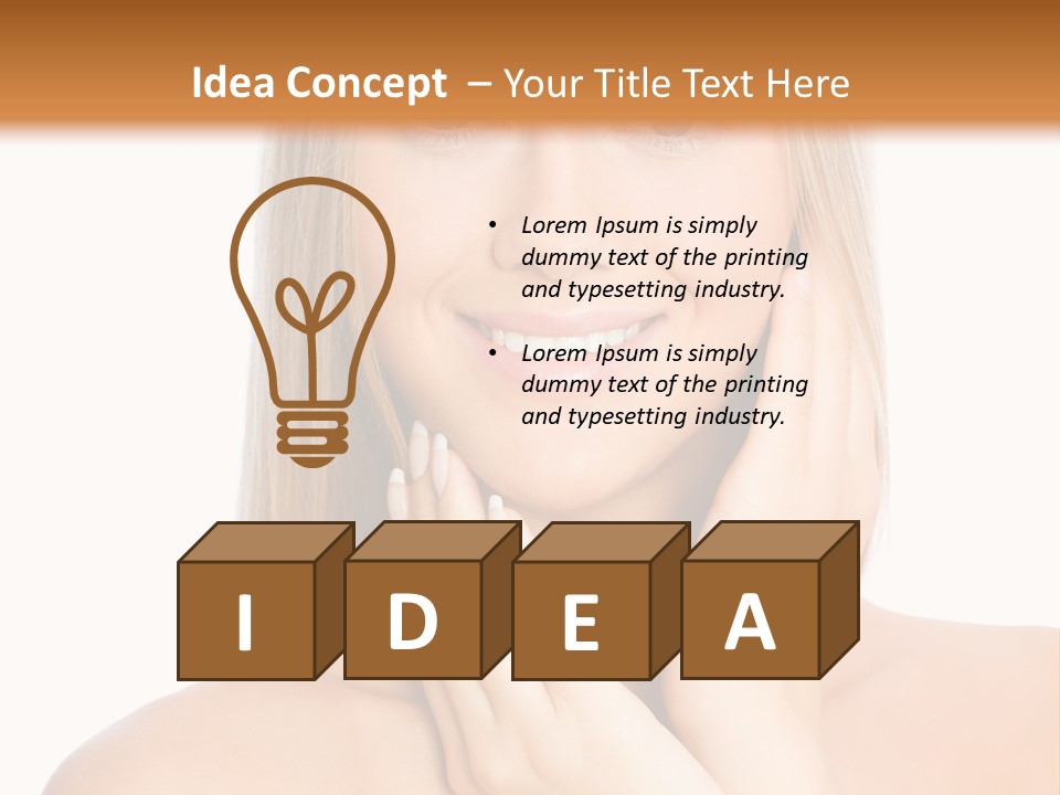 A Beautiful Blond Woman Posing With Her Hands On Her Face PowerPoint Template