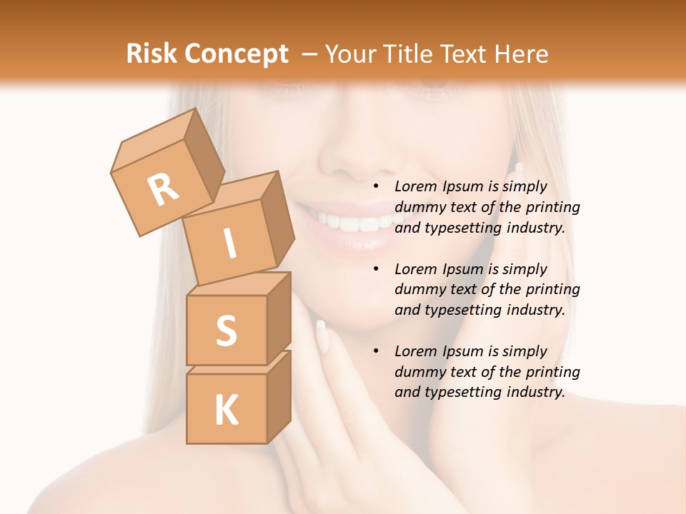 A Beautiful Blond Woman Posing With Her Hands On Her Face PowerPoint Template