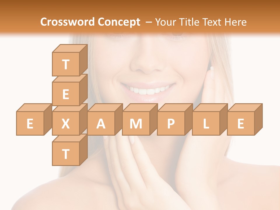 A Beautiful Blond Woman Posing With Her Hands On Her Face PowerPoint Template