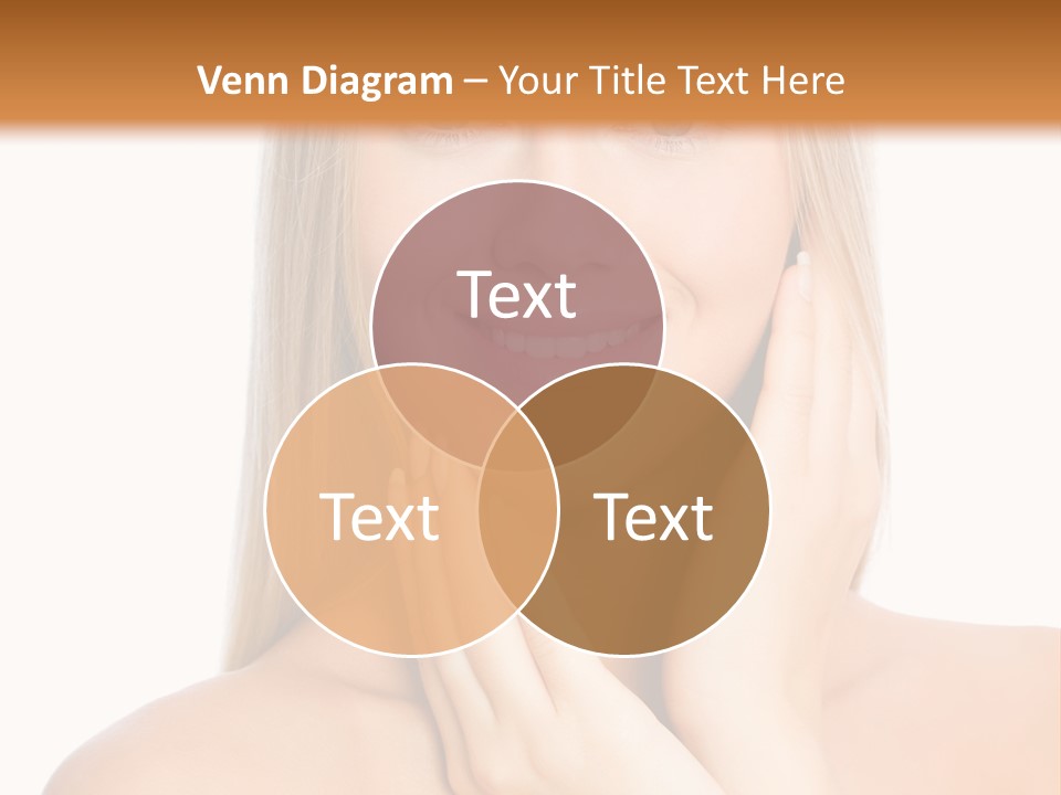 A Beautiful Blond Woman Posing With Her Hands On Her Face PowerPoint Template