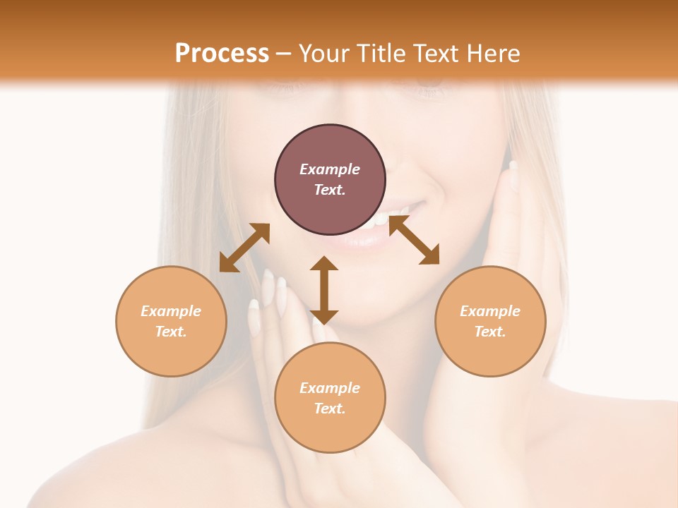 A Beautiful Blond Woman Posing With Her Hands On Her Face PowerPoint Template