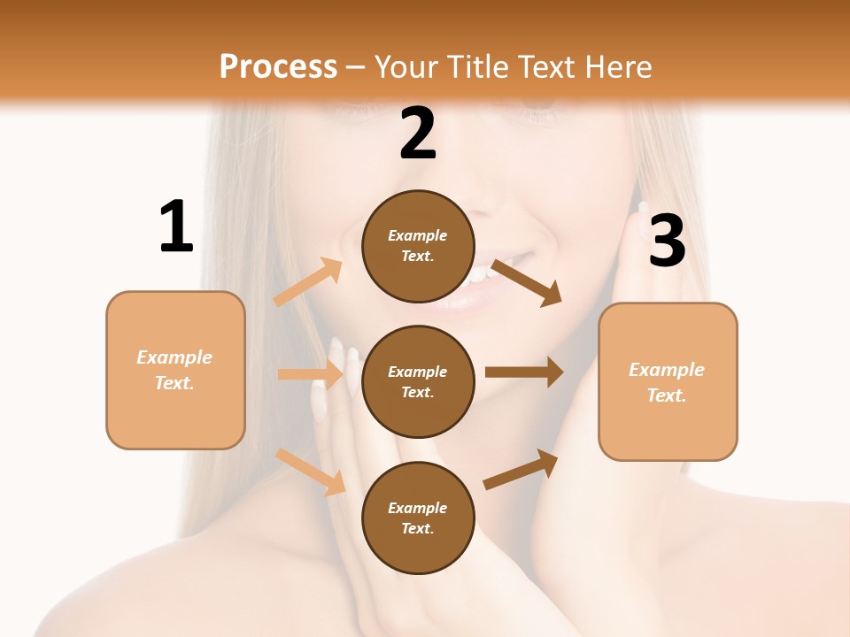 A Beautiful Blond Woman Posing With Her Hands On Her Face PowerPoint Template