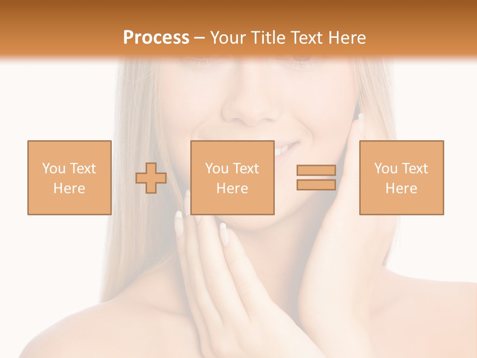 A Beautiful Blond Woman Posing With Her Hands On Her Face PowerPoint Template