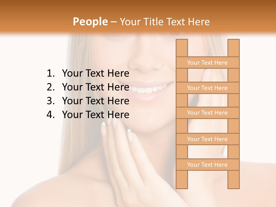 A Beautiful Blond Woman Posing With Her Hands On Her Face PowerPoint Template