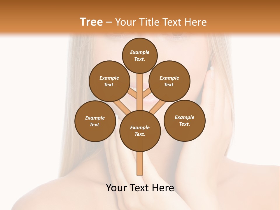 A Beautiful Blond Woman Posing With Her Hands On Her Face PowerPoint Template