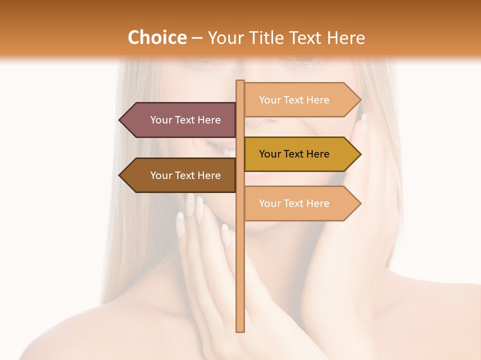 A Beautiful Blond Woman Posing With Her Hands On Her Face PowerPoint Template