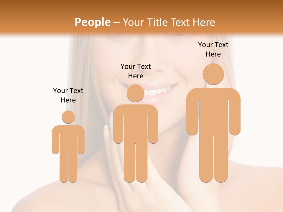 A Beautiful Blond Woman Posing With Her Hands On Her Face PowerPoint Template