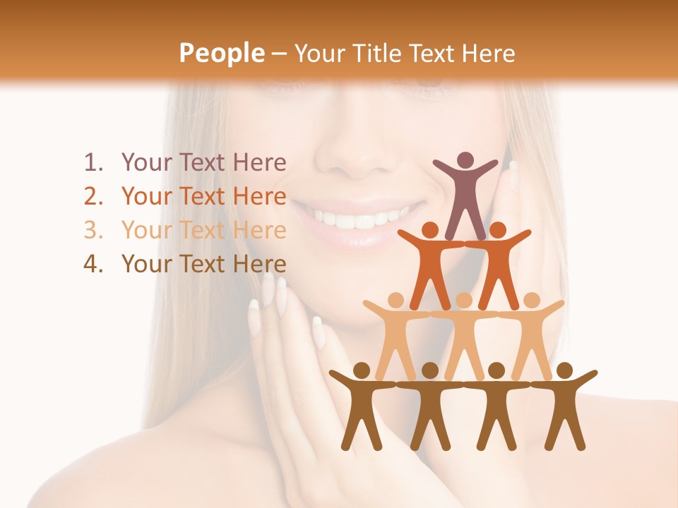 A Beautiful Blond Woman Posing With Her Hands On Her Face PowerPoint Template