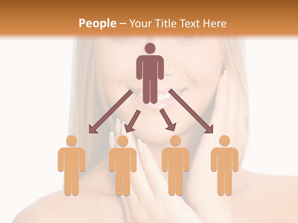 A Beautiful Blond Woman Posing With Her Hands On Her Face PowerPoint Template