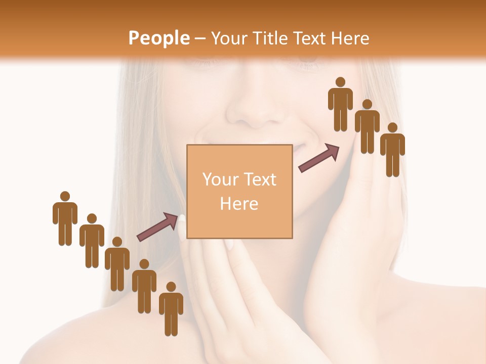 A Beautiful Blond Woman Posing With Her Hands On Her Face PowerPoint Template
