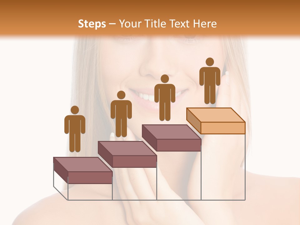 A Beautiful Blond Woman Posing With Her Hands On Her Face PowerPoint Template