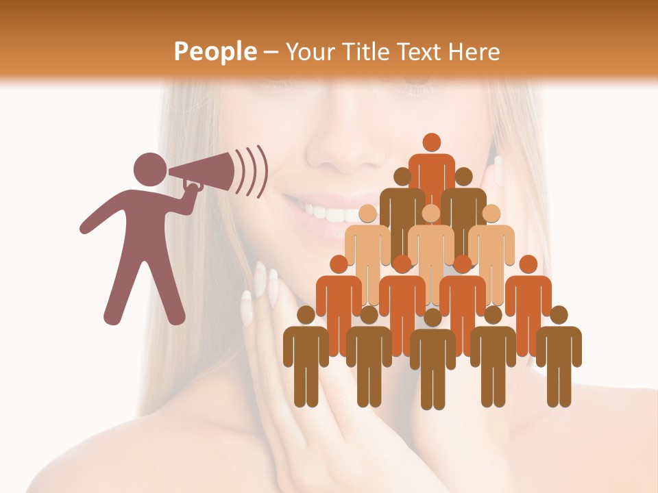 A Beautiful Blond Woman Posing With Her Hands On Her Face PowerPoint Template