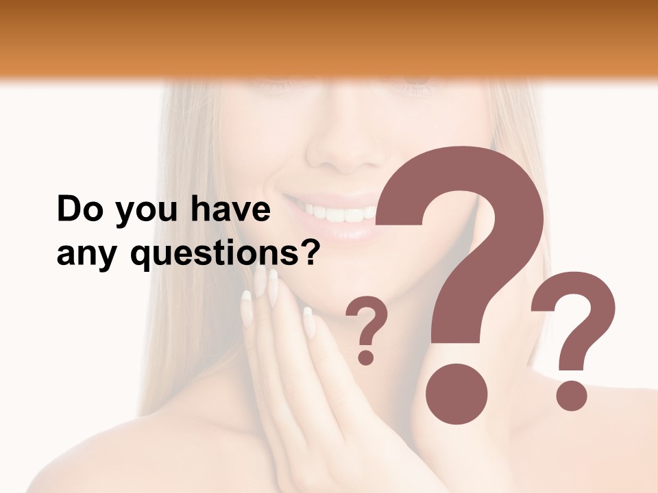 A Beautiful Blond Woman Posing With Her Hands On Her Face PowerPoint Template