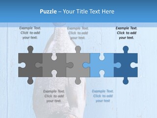 A Fish Hanging From A Hook On A Blue Wall PowerPoint Template