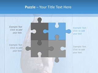 A Fish Hanging From A Hook On A Blue Wall PowerPoint Template