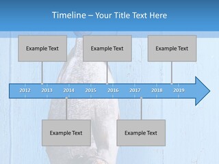 A Fish Hanging From A Hook On A Blue Wall PowerPoint Template