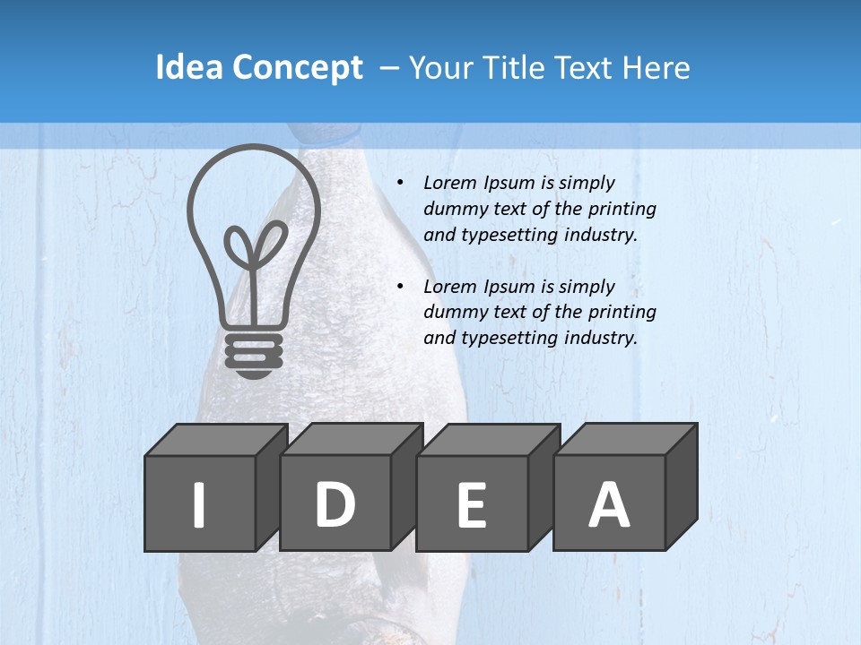 A Fish Hanging From A Hook On A Blue Wall PowerPoint Template