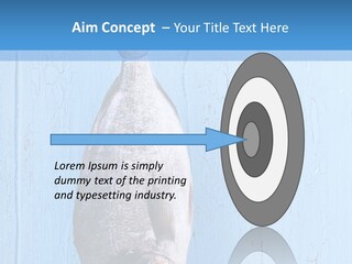 A Fish Hanging From A Hook On A Blue Wall PowerPoint Template