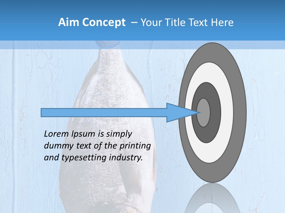 A Fish Hanging From A Hook On A Blue Wall PowerPoint Template