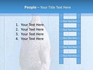 A Fish Hanging From A Hook On A Blue Wall PowerPoint Template
