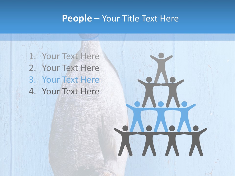 A Fish Hanging From A Hook On A Blue Wall PowerPoint Template