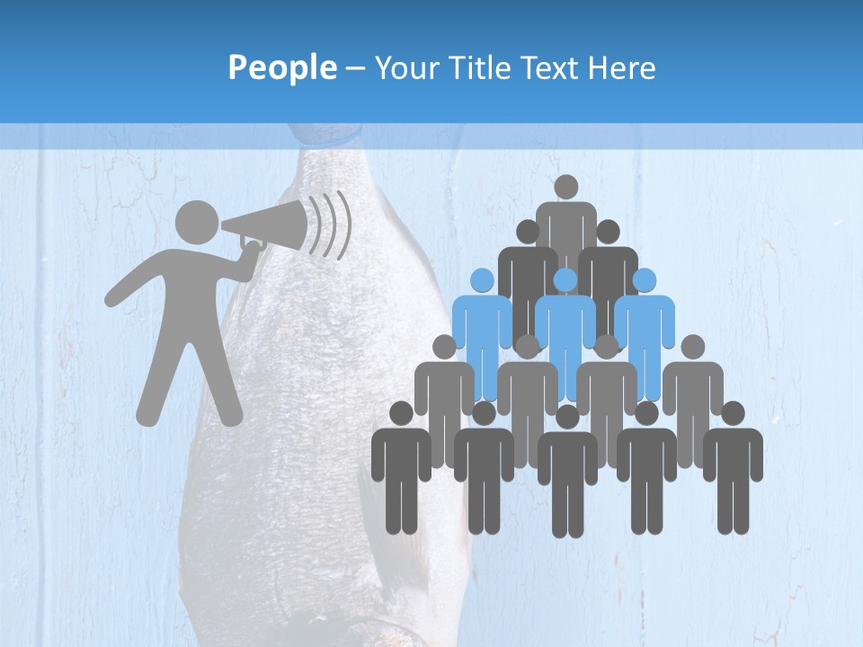 A Fish Hanging From A Hook On A Blue Wall PowerPoint Template