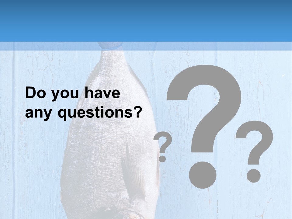 A Fish Hanging From A Hook On A Blue Wall PowerPoint Template