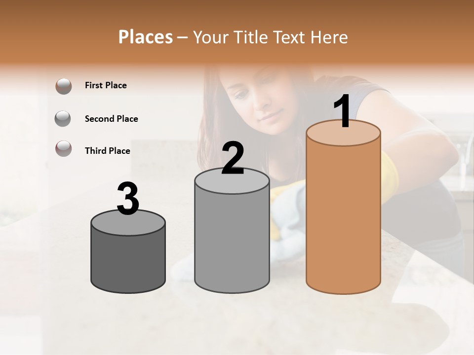 A Woman Cleaning A Kitchen Counter With Yellow Gloves PowerPoint Template