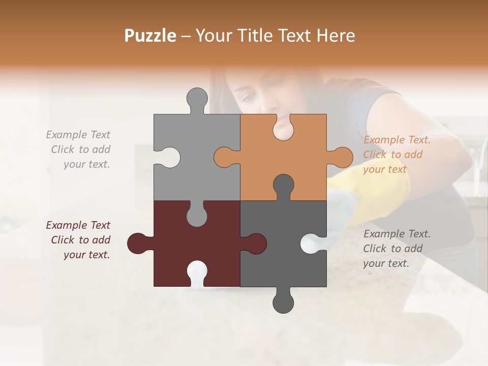 A Woman Cleaning A Kitchen Counter With Yellow Gloves PowerPoint Template