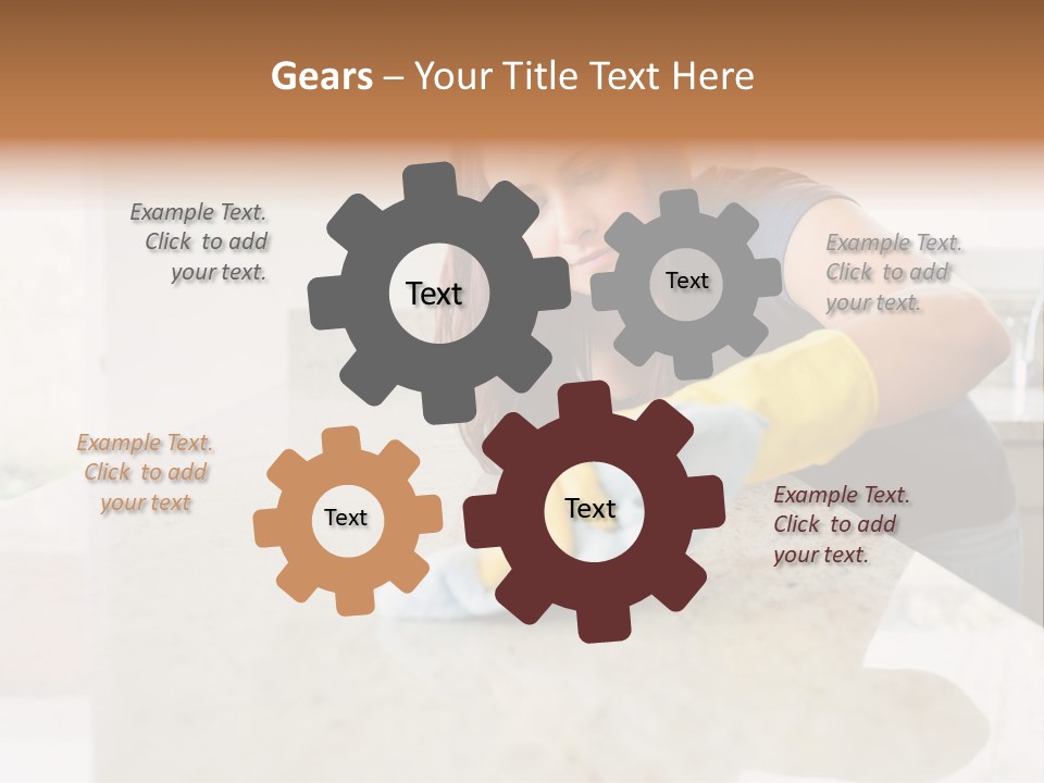 A Woman Cleaning A Kitchen Counter With Yellow Gloves PowerPoint Template