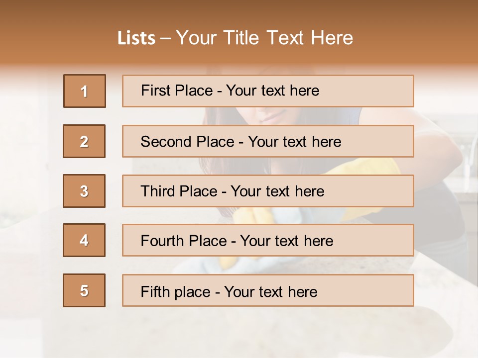 A Woman Cleaning A Kitchen Counter With Yellow Gloves PowerPoint Template