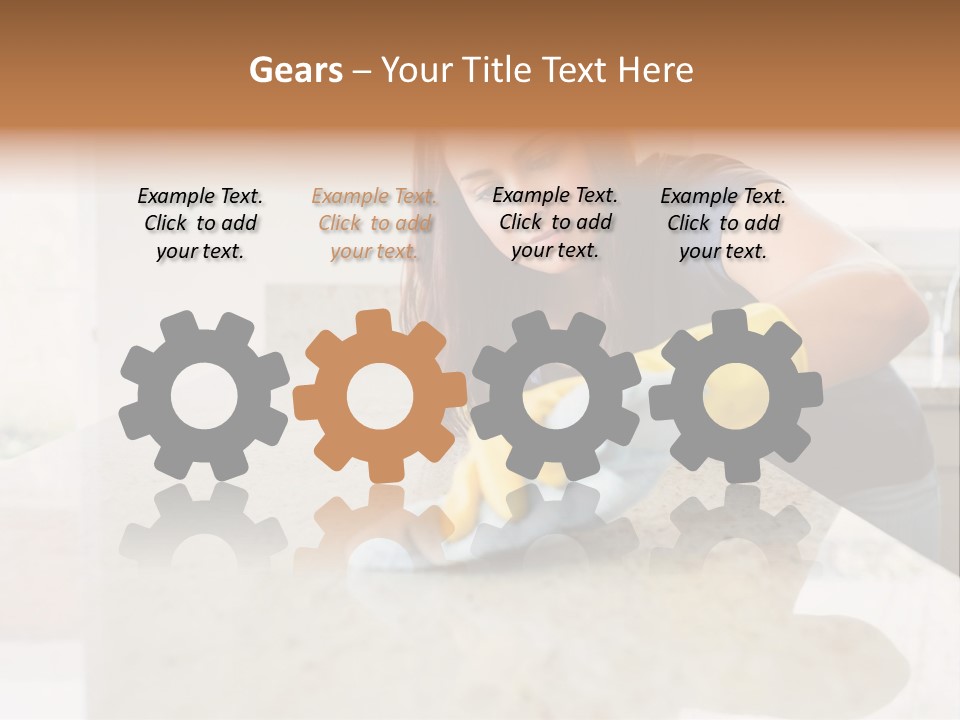 A Woman Cleaning A Kitchen Counter With Yellow Gloves PowerPoint Template